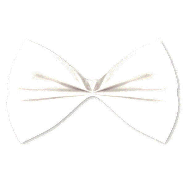 Shiney Solid White Bow Tie with Elastic