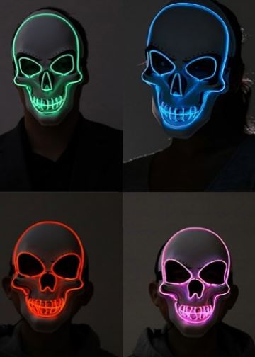 Neon Light-up Scary Skull Mask
