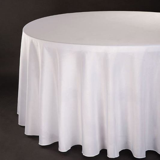 White 120in Round Plastic Table Cover