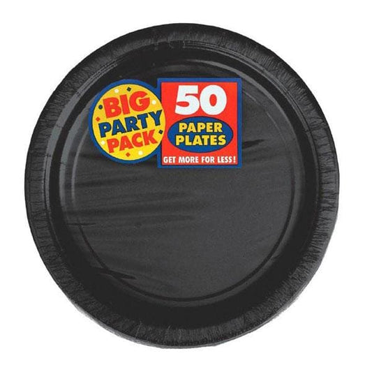 Jet Black Big Party Pack Paper 7in Lunch Plates