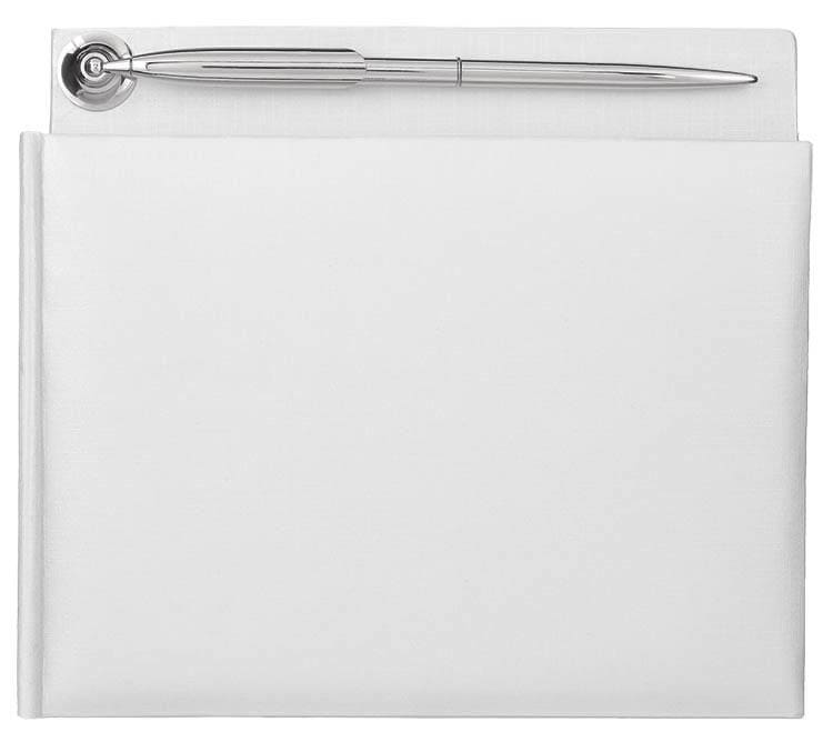 White Guest Book w/ Silver Pen