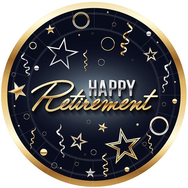 Happy Retirement 9in Round Dinner Paper Plates 8ct