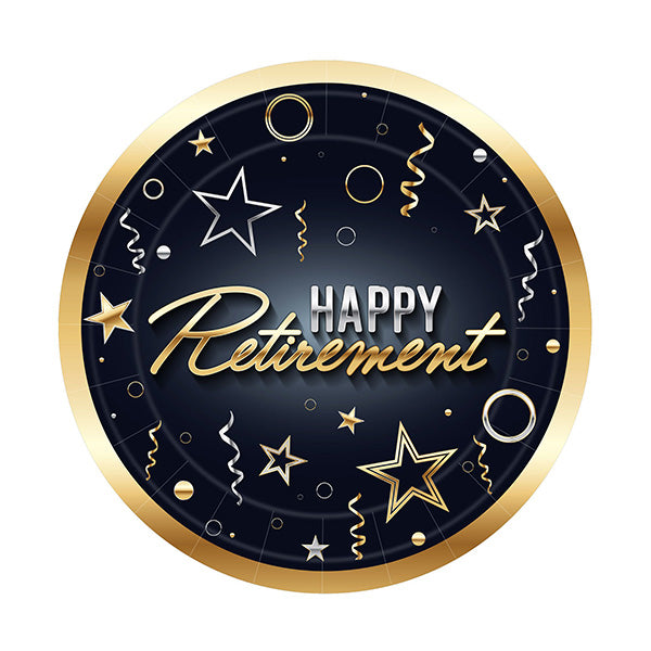 Happy Retirement 7in Round Luncheon Paper Plates 16ct