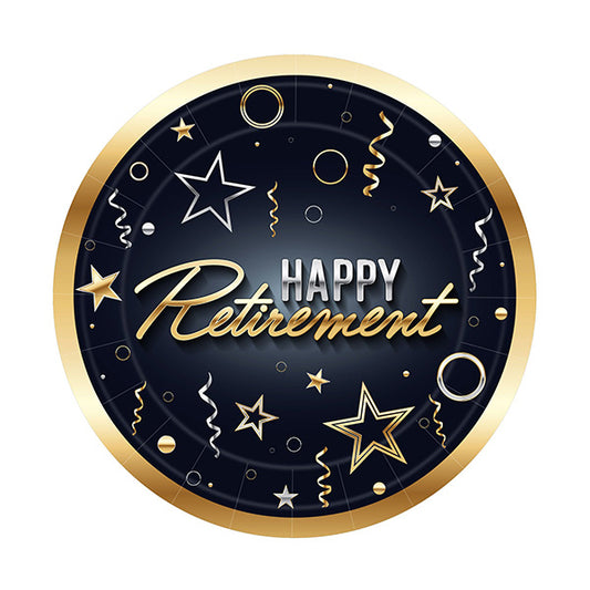 Happy Retirement 7in Round Luncheon Paper Plates 16ct