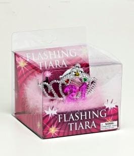 21st Birthday Silver Flashing Tiara w/ Pink Marabou Feather