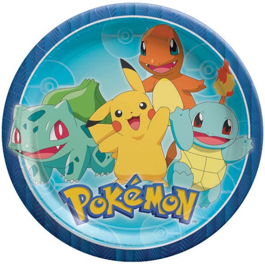 Pokemon Classic 9in Round Dinner Paper Plates 8 Ct
