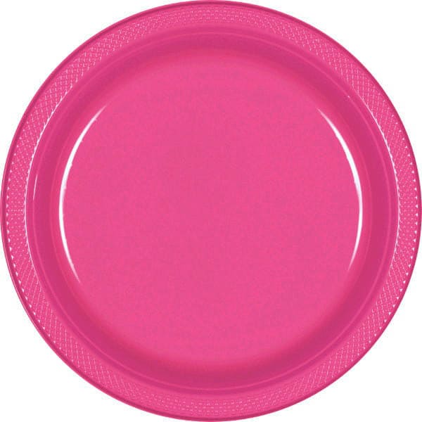 Bright Pink 10.25in Round Banquet Plastic Plates