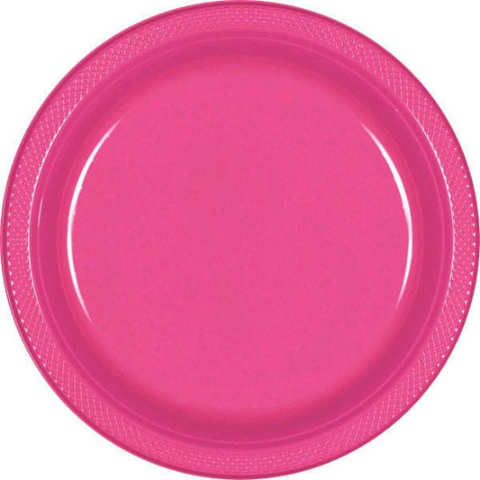 Bright Pink 10.25in Round Banquet Plastic Plates