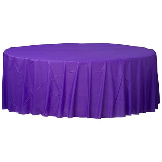 New Purple 84in Round Plastic Table Cover