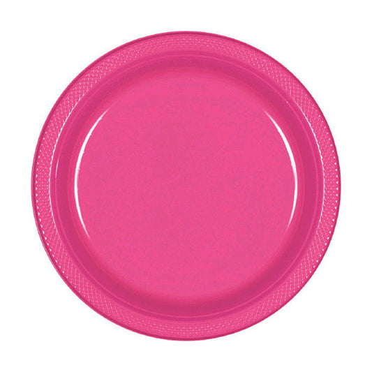 Bright Pink 7in Round Luncheon Plastic Plates
