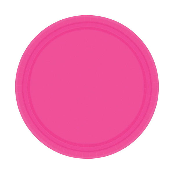 Bright Pink 7in Round Luncheon Paper Plates