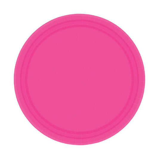 Bright Pink 7in Round Luncheon Paper Plates