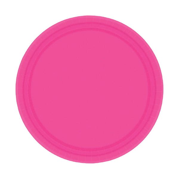 Bright Pink 7in Round Luncheon Paper Plates