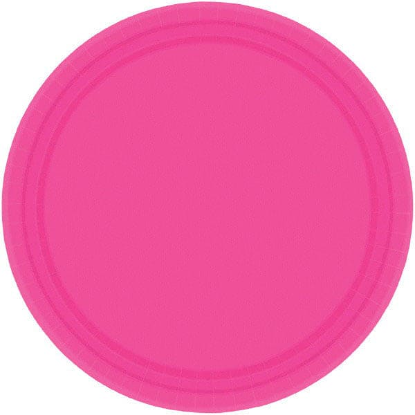 Bright Pink 10.5in Round Banquet Paper Plates 20 Ct
