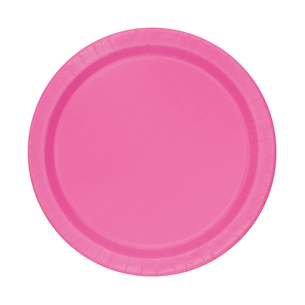 Hot Pink 7in Round Luncheon Paper Plates 20ct