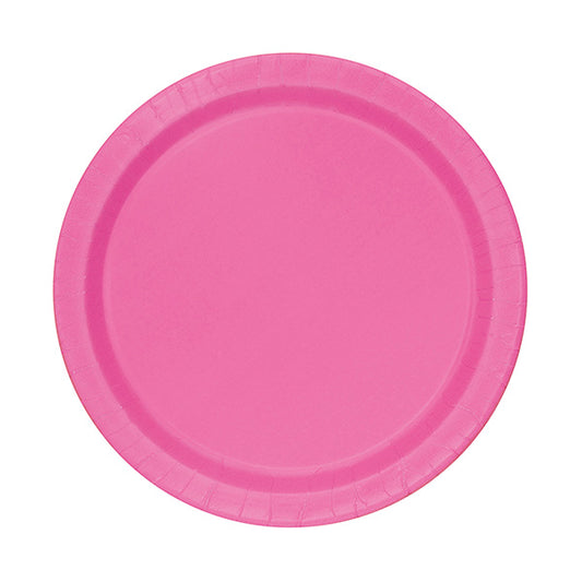 Hot Pink 7in Round Luncheon Paper Plates 20ct