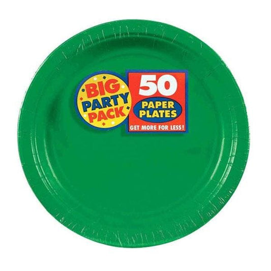 Festive Green Big Party Pack Paper Lunch Plates 50 Ct
