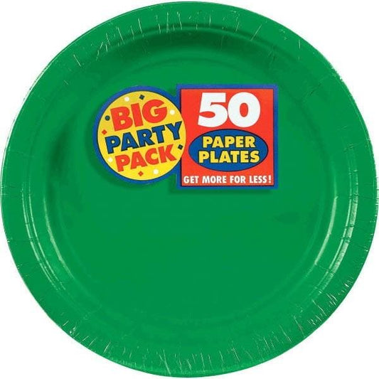 Festive Green Big Party Pack Paper Plates 9in 50 Ct