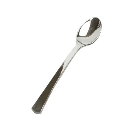 Plastic 4in Tiny Taster Silver Spoons