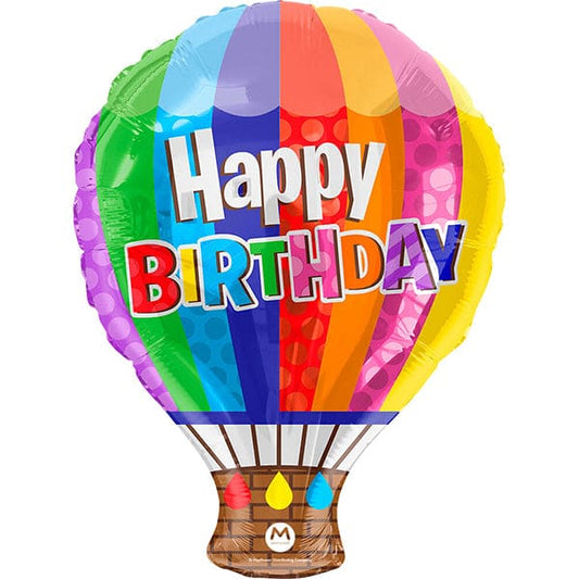 Happy Birthday Hot Air Balloon Shaped 28in Metallic Balloon