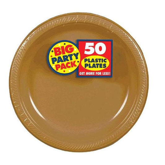 Gold  Big Party Pack 7in Round Plastic Plates