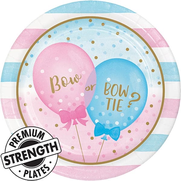 Gender Reveal Balloons 8.75in Round Dinner Paper Plates