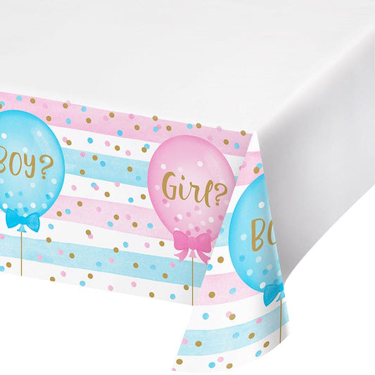 Gender Reveal Balloons 54 x 102in Plastic Table Cover