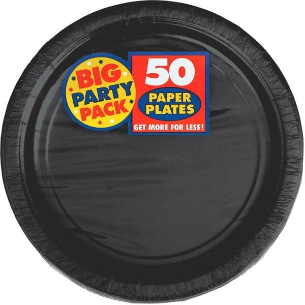Jet Black Big Party Pack Paper Plates 50 Ct
