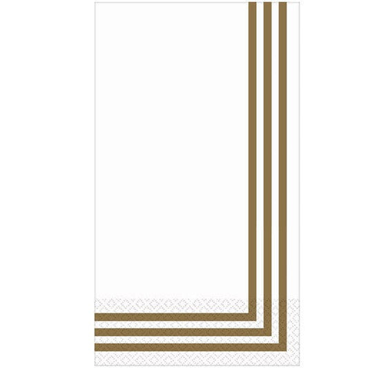 Classic Stripe Gold Premium Paper Guest Towels 16 Ct