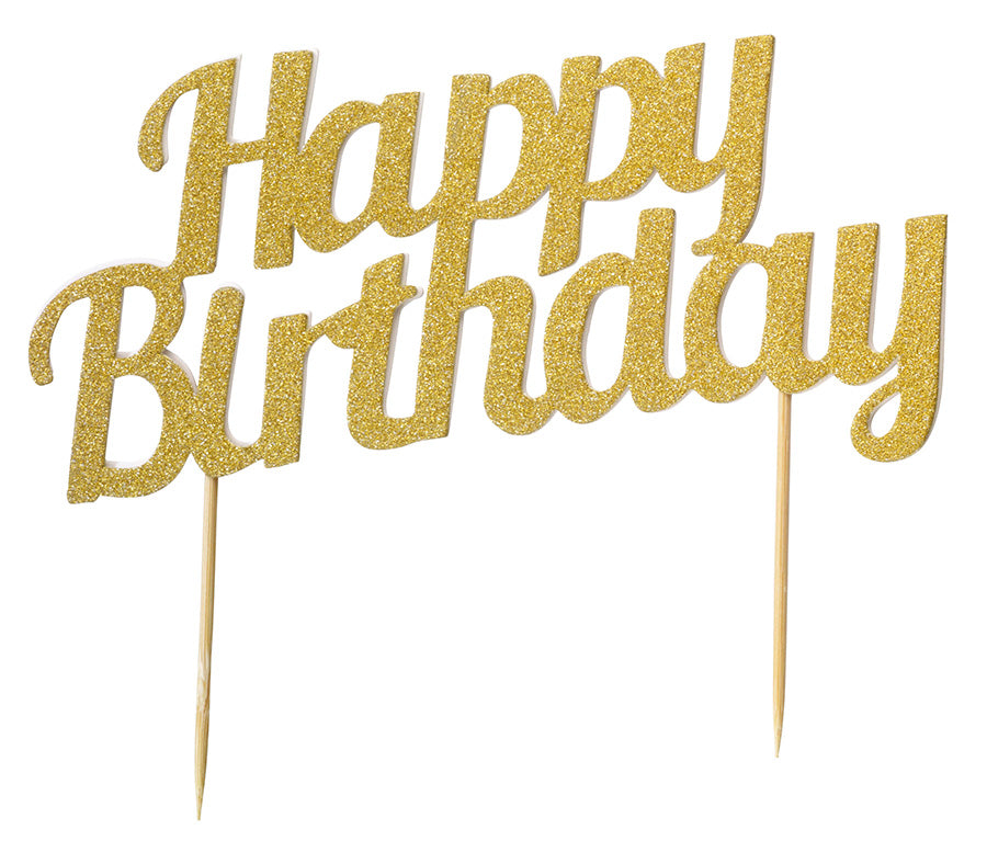 Gold Glitter Happy birthday Cake Topper