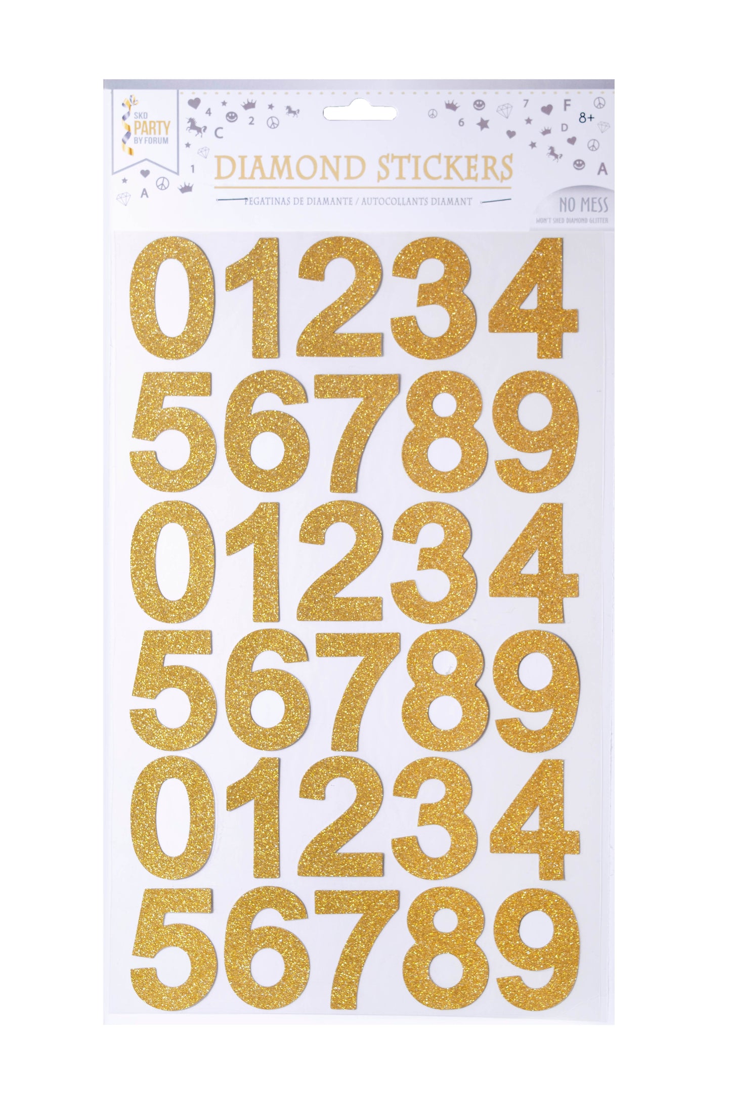 Diamond Number Gold Stickers