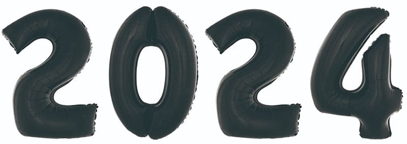 2024 Black 40in Metallic Mylar Number Balloon Set