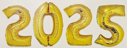 2025 Gold Metallic 40in Mylar Number Balloon Set