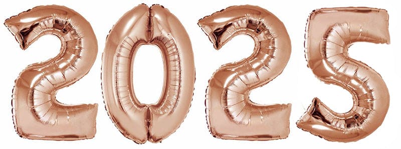 2025 Rose Gold 40in Number Mylar Metallic Balloon Set