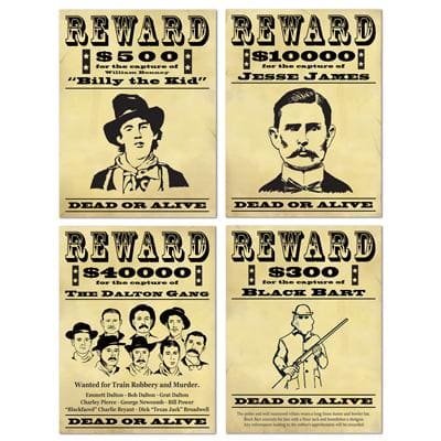 Wanted Sign Cutouts 15in