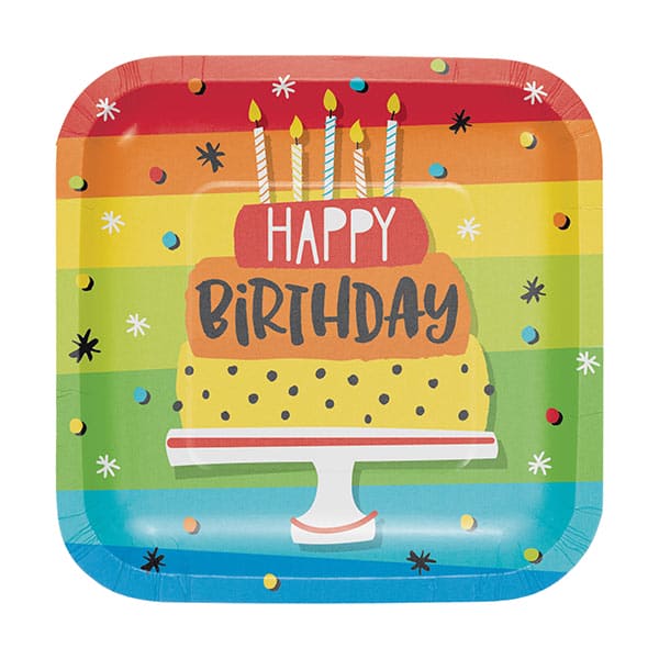 Hoppin' Birthday Cake 7in Square Luncheon Paper Plates