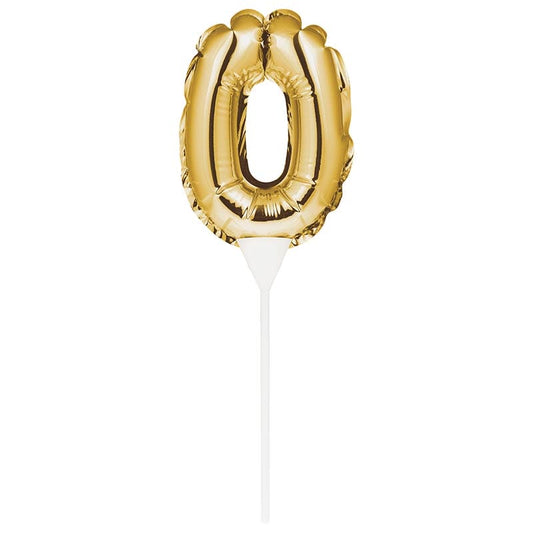 Balloon Cake Topper Number 0 Gold