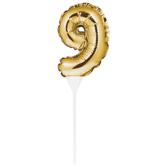 Balloon Cake Topper Number 9 Gold