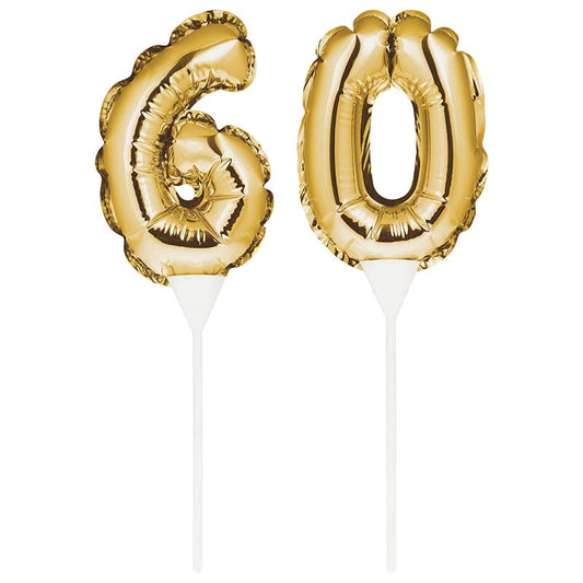 Balloon Cake Topper Number 60 Gold