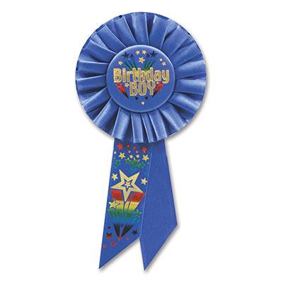 Birthday Boy Blue Rosette Ribbon