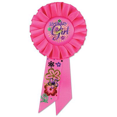 Birthday Girl Pink Rosetter Ribbon