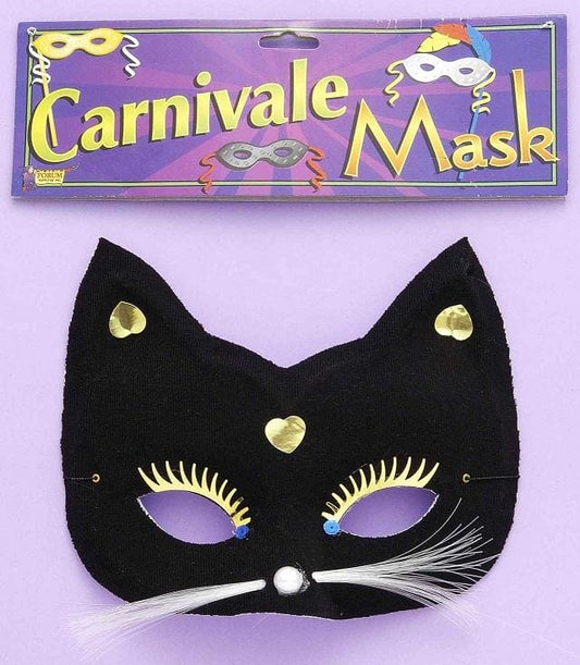Black Cat w/ Whiskers Half Mask