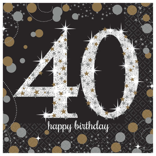 Sparkling Celebration 40th Birthday Beverage Napkins
