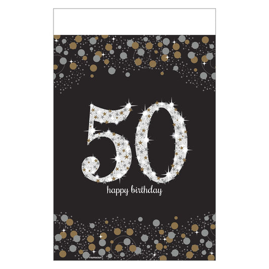 Sparkling Celebration 54 x 102in 50th Birthday Plastic Table Cover