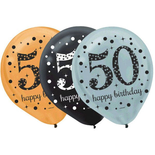 Sparkling Celebration 50th Latex 12in Balloons 15 Ct