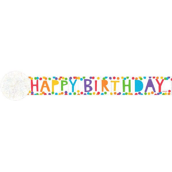 Printed Crepe Streamer - Happy Birthday, Rainbow