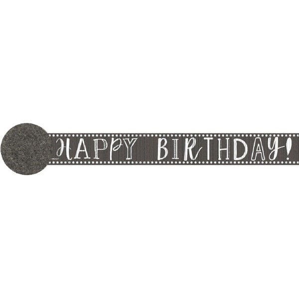 Happy Birthday Printed Crepe Streamer -  Chalk 81ft