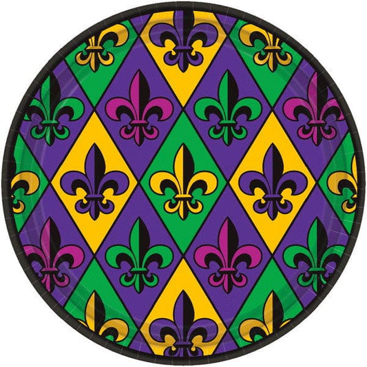 Fleur de Lis 9in Round Dinner Paper Plates 18 Ct