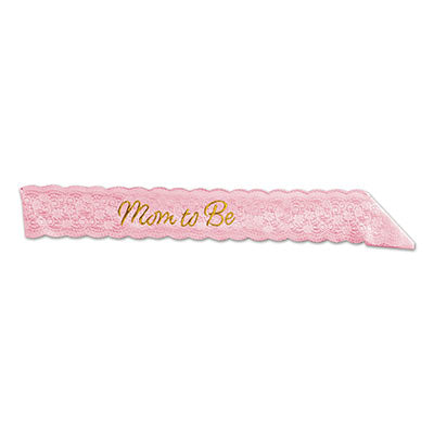 Mom to be Sash Lace Pink