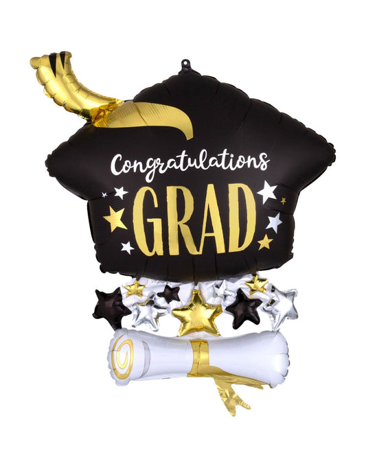 Satin Grad Cap and Diploma 25in Metallic Balloon